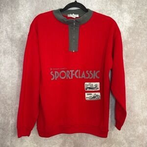 Vintage 90's Dunlop Sport Motorsport Champions 1/4 Zip Sweatshirt Mens Large Red
